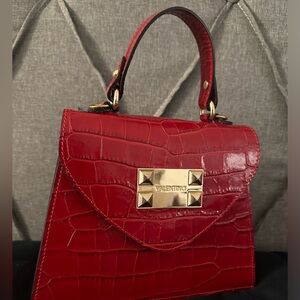 Valentino By Mario Valentino Jane Croc-Embossed Leather Satchel